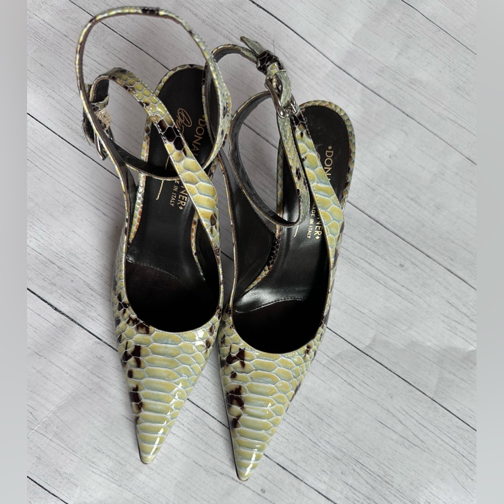 Python Print Patent Leather Strappy Pumps - image 6